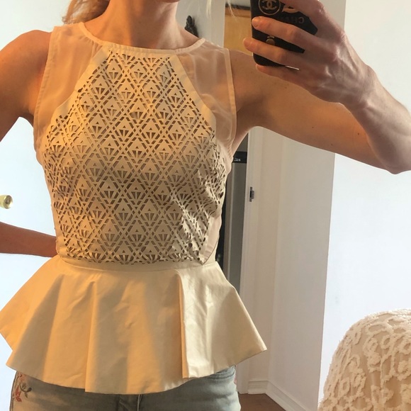 Peplum pink faux leather tank - Picture 2 of 6